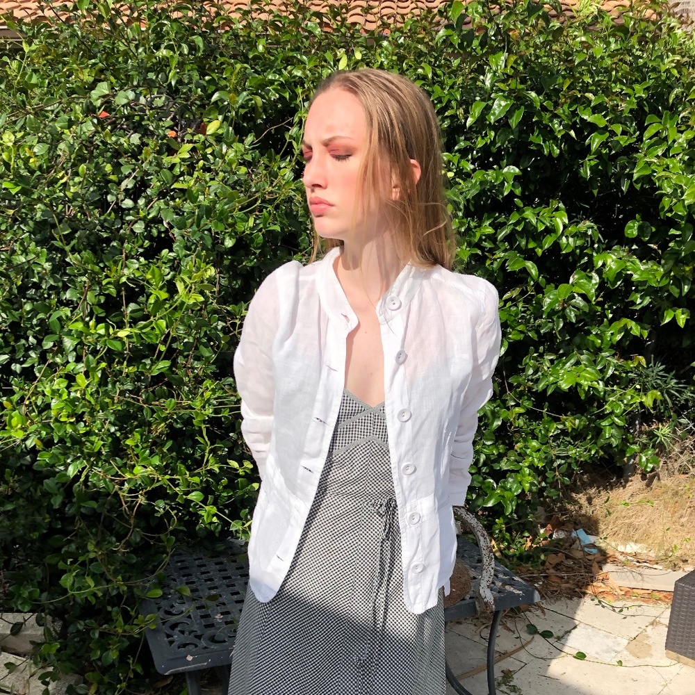 Eileen Fisher Like New White Linen Duster